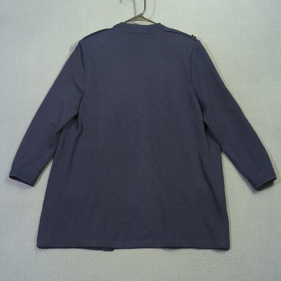 St. John Cardigan Women's L Blue Santana Knit Nautical Golden Buttons Epaulettes - Picture 12 of 13